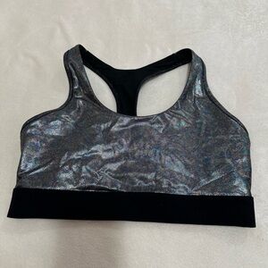 Zyia Active yoga sport bra women’s medium black shimmer workout gear